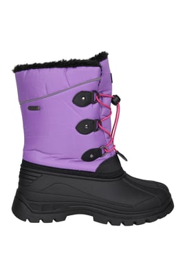 'Whistler' Kids Snow Boots with Deep Lugs Sherpa Lined Snow Proof Shoes Purple