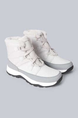 'Filey' Women's Snow Boots Faux Fur Lined Snow Proof Winter Shoes Light Grey