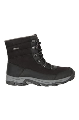 'Ohio' Men's Snow Boots Fleece Lined IsoTherm Waterproof Winter Skiing Shoes Black