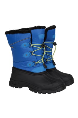 'Whistler' Kids Snow Boots with Deep Lugs Sherpa Lined Snow Proof Shoes Medium Blue