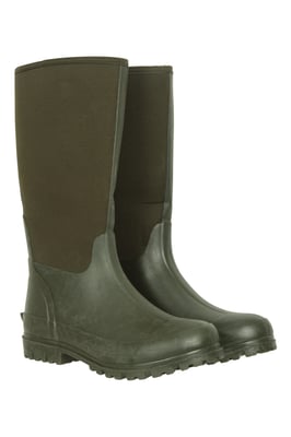 Men's Neoprene Mucker Long Boots Casual Waterproof Wellies Khaki