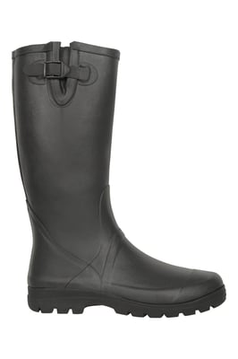 Men's Rubber Wellies Cotton Lining Waterproof Slip On Boots Black