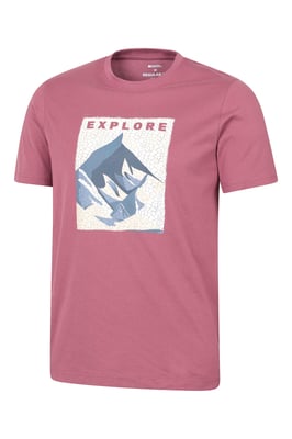 'Explore' Men's Graphic T-Shirt Sun Protection Breathable Everyday Tee Pink