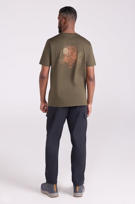 '3 Peaks' Men's Printed Tee Cotton Breathable Casual T-Shirt Green
