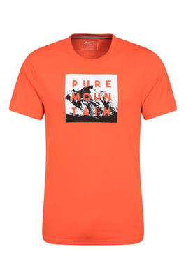 'Pure Mountain' Men's T-Shirt Cotton Breathable Casual Summer Tee Orange