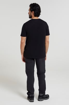 'Tech Mountains' Men's T-Shirt Cotton Breathable Comfy Tee Black