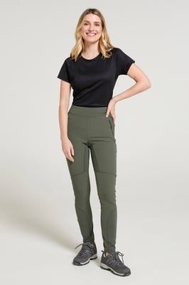 'Etna' Women's Hiking Leggings Water Resistant Stretchy Bottoms Khaki
