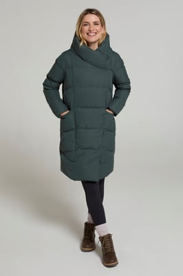 Women's Cosy Wrap Down Padded Jacket Water Resistant Warm Puffer Winter Coat Khaki