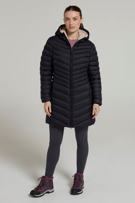 'Florence' Women's Padded Jacket Fur Lined Water Resistant Coat Black