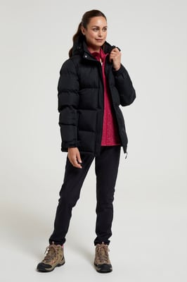 'Snow' Women's Padded Jacket Water Resistant Full Zip Warm Cosy Coat Black