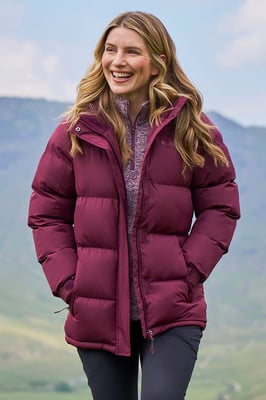 'Snow' Women's Padded Jacket Water Resistant Full Zip Warm Cosy Coat Burgundy