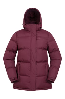 'Snow' Women's Padded Jacket Water Resistant Full Zip Warm Cosy Coat Burgundy