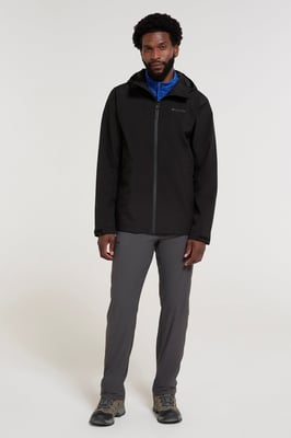 'Covert' Men's Rain Jacket with Adjustable Hood Waterproof Coat Black