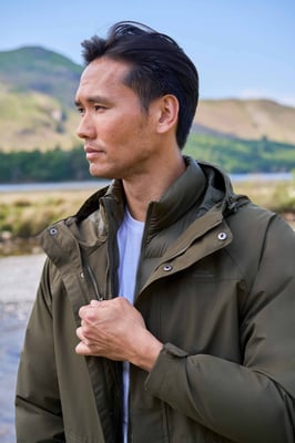 'Alaskan' Men's 3 In 1 Long Jacket with Pockets Breathable Coat Khaki