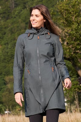 'Ioana' Women's Longline Softshell Jacket Water Resistant Breathable Activewear Dark Green