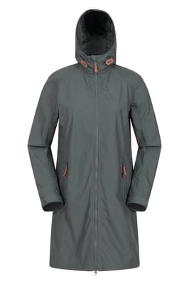 'Ioana' Women's Longline Softshell Jacket Water Resistant Breathable Activewear Dark Green