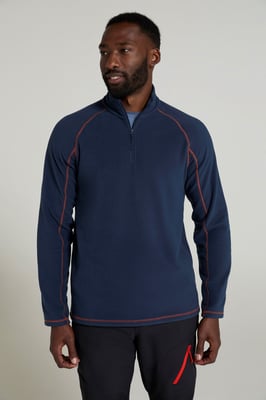 'Ashbourne' Men's Fleece Jacket Half Zip Mid Layer Sweater Navy