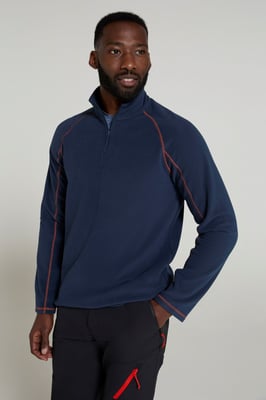 'Ashbourne' Men's Fleece Jacket Half Zip Mid Layer Sweater Navy