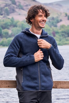 'Treston' Men's Hooded Fleece Sweater Antipill Stretchy Winter Coat Navy