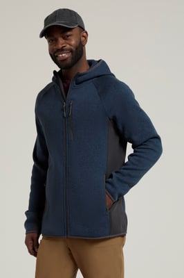 'Treston' Men's Hooded Fleece Sweater Antipill Stretchy Winter Coat Navy