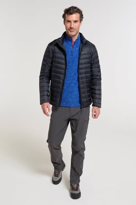 'Featherweight' Men's Down Jacket Water Resistant Puffer Full Zip Winter Coat Black