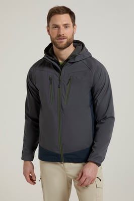 'Ambit' Men's Softshell Jacket Water Resistant Windproof Coat Dark Grey