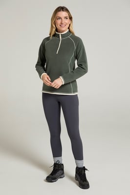 'Montana' Women's Microfleece Jacket Half Zip Breathable Quick Dry Sweater Dark Green