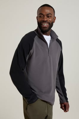 'Ashbourne' Men's Fleece Jacket Half Zip Mid Layer Sweater Dark Grey
