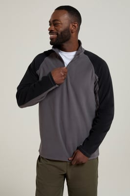 'Ashbourne' Men's Fleece Jacket Half Zip Mid Layer Sweater Dark Grey