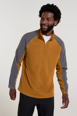 'Ashbourne' Men's Fleece Jacket Half Zip Mid Layer Sweater Mustard