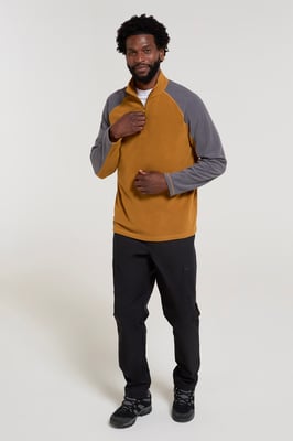 'Ashbourne' Men's Fleece Jacket Half Zip Mid Layer Sweater Mustard