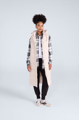 'Comfort Zone' Women's Longline Gilet Water Resistant Jacket Beige