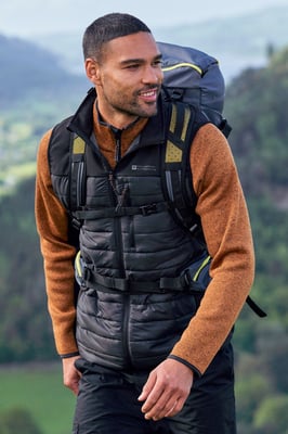 'Turbine' Men's Padded Gilet Water Resistant Hiking Jacket Black