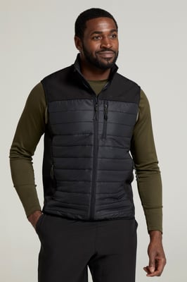'Turbine' Men's Padded Gilet Water Resistant Hiking Jacket Black