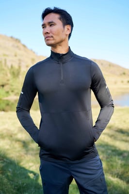 'Core' Men's Half Zip Midlayer Stretchy Quick Wick Lightweight Activewear Jumper Black