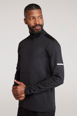 'Core' Men's Half Zip Midlayer Stretchy Quick Wick Lightweight Activewear Jumper Black