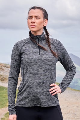 'Bend & Stretch' Women's Midlayer Jacket Stretchy Quick Wick Half Zip Jumper Black