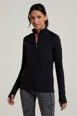 'Blackout' Women's Full Zip Midlayer Stretchy Quick Wick Full Zip Active Jumper Black