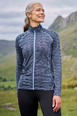 'Bend & Stretch' Women's Full Zip Midlayer Stretchy Lightweight Quick Dry Jumper Dark Blue