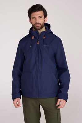 'Iona' Men's Softshell Jacket with Adjustable Hood & Cuffs Breathable Activewear Navy