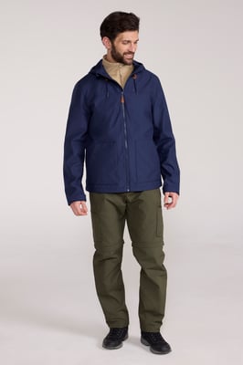 'Iona' Men's Softshell Jacket with Adjustable Hood & Cuffs Breathable Activewear Navy
