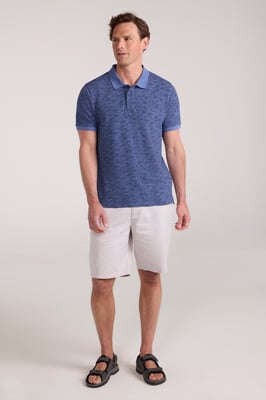 'Dawnay Pique' Men's Slub Textured Polo Shirt Comfy Casual T-Shirt Blue