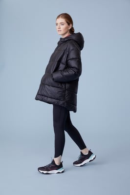 'Aura Light' Women's Jacket with Front Pockets High Neck Cut Coat Black