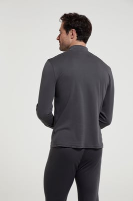 'Meribel' Men's Turtle Neck Top Cotton Winter Thermal Base Layer Dark Grey