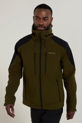 'Radius' Men's Softshell Jacket with Chin Guard Water Resistant Coat Khaki