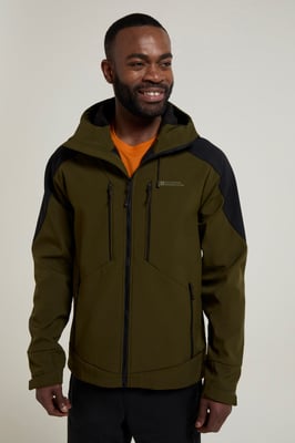 'Radius' Men's Softshell Jacket with Chin Guard Water Resistant Coat Khaki