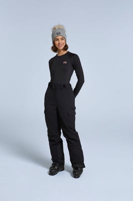 'Glaze' Women's Snow Pants Casual Straight Leg Adjustable Waist Winter Trouser Black