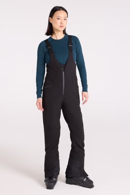 Women's Softshell Bib Front Ski Pants Warm Fleece Lined Windproof Winter Trouser Black