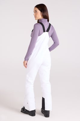 Women's Softshell Bib Front Ski Pants Warm Fleece Lined Windproof Winter Trouser White