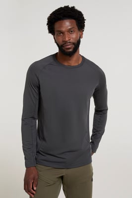 'Vermont' Men's Thermal Base Layer Top Breathable Skiing Hiking Tee Grey